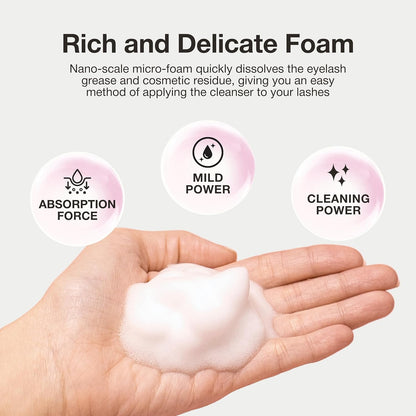 CURACORO 60ML Eyelash Extension Cleanser (Rose Scented) - Lash Shampoo for Lash Extensions, Eyelash Extension Foam Cleanser for Sensitive Skin, Removes Waterproof Makeup for Professional & Home Use