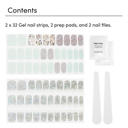 Dashing Diva Gloss Nail Strips Bundle - The Glam Collection - Meteor Shower & Going Platinum - UV Free, Chip Resistant, Long Lasting Gel Stickers - Contains 2 Sets