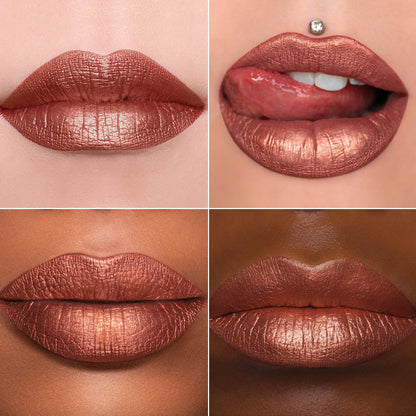MAKI YIKA Metallic Lipsticks Long Lasting Brown Lipstick for Women, High Shine Glitter Lipstick No Smudge Transferproof iquid Lip Gloss (BR09 Celebration)