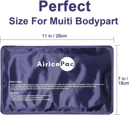 Ice Packs for Injuries Reusable, Gel Cold Pack for Knee Neck Shoulder Ankle Elbow Hip Back Pain Relief, Cold Compress Therapy for Swelling, Bruises, Surgery, 7”x 11”, Blue