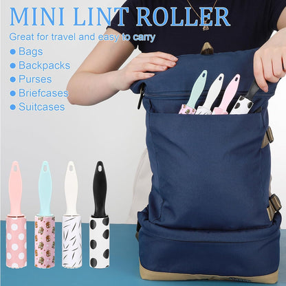 Hushee 12 Pcs Mini Lint Rollers for Pet Hair Lint Roller Travel Size Clothes Roller Lint Removers Sticky Lint Removing Tool for Clothes, Gift Bags, Pet Hair Removal