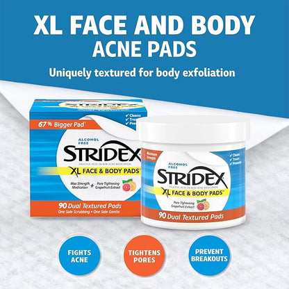 Stridex xl face body pads,