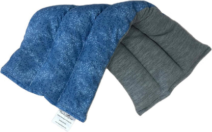 SacksyThyme Microwave Heating Pad for Back, Neck, Menstrual Cramps, Shoulders, Leg Pain Relief - Hot Moist Microwavable Therapy Pack - Blue Unscented Flaxseed Heat Pad Made in USA (Size: 18” x 7”)