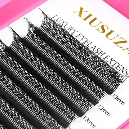 Lash Extensions Double Tips 4D Eyelash Extensions W Shape 0.07mm Thickness D Curl 10mm Premade Fans Easy Fan Volume Lashes Matte Black Crisscross(W-4D-Double Tips-0.07-D,10mm)