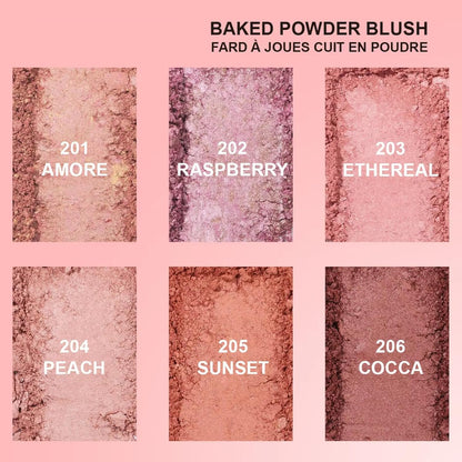 Baked Blush, Marbleized Blush for Cheeks, Shimmery Satin Finish Powder Blushes Palette, Buildable Color Natural Face Makeup Powder