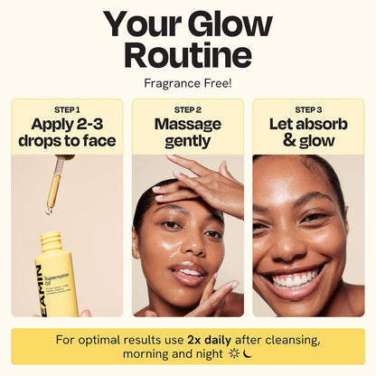 Gleamin Brightening Face Oil with Vitamin C & E, Turmeric, Jojoba & Cloudberry | Hydrating Facial Oil for Radiant Glow, Dark Spots, Fine Lines & Uneven Tone | Skin Brightening for Women & Men, 1 Fl Oz