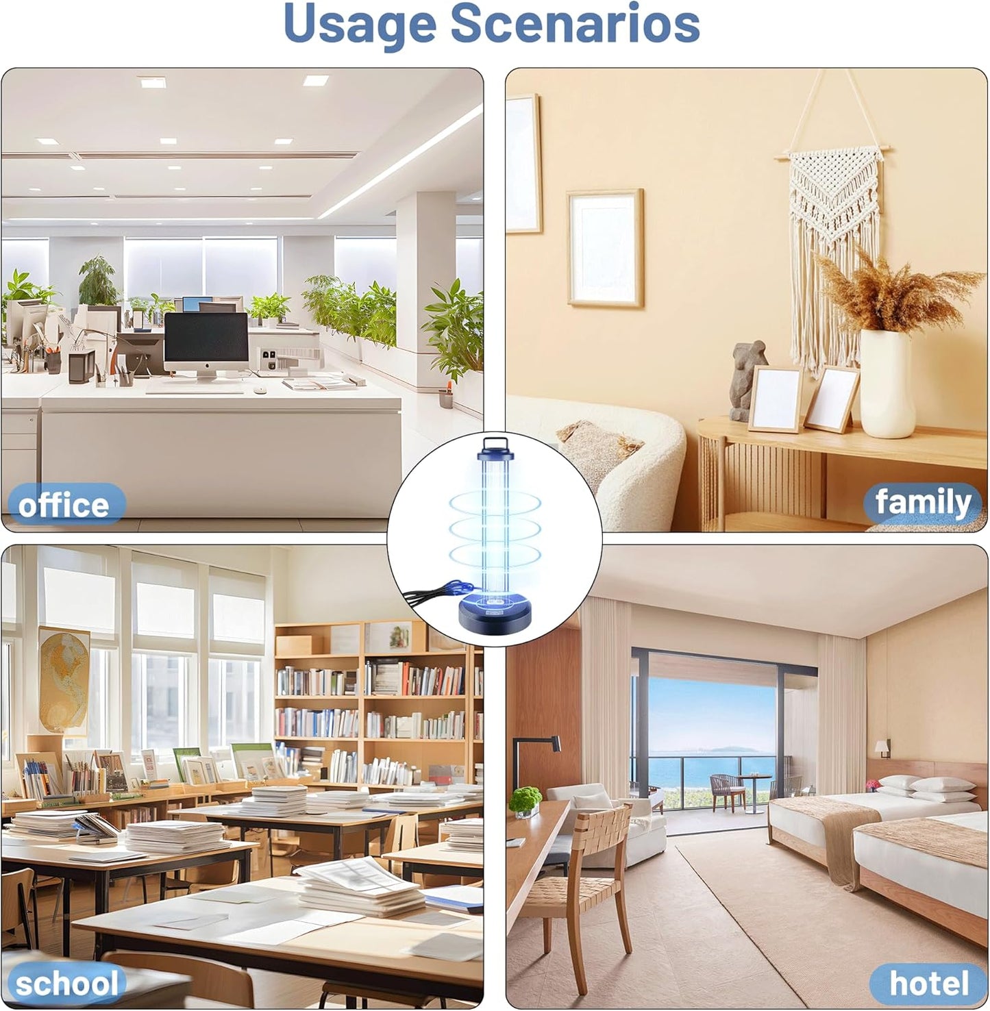 38W UV Sanitizer Light, Portable Ultraviolet Light with 3-Gear Timer and Remote Control, 110V, 99.99% UVC O-Zone Lamp for Home, Office, Hotel, School