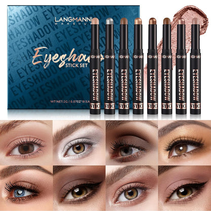 Jolilab Eyeshadow Stick Set, 8 Colors Matte Professional Bright-Colored Contouring and Highlight Stick, Cream Waterproof Long Lasting High Pigmented Eye Shadow. (8, A1)