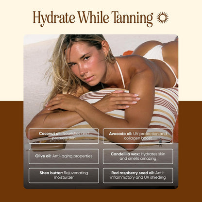 Browning Lotion - Sun Tanning Accelerator with Kukui Nut, Argan, and Coconut Oils - Botanical Formula for Dark Tan - 150 mL