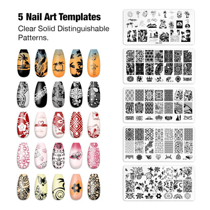 8PCS Nail Art Stamper Clear Silicone Nails Stamping Jelly with Scraper Transparent Visible Body DIY Manicure Nail Art Tool O