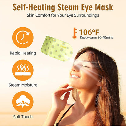 Serfeymi 16 Packs Steam Eye Masks for Sleep, Self Heating Warm Eye Mask, Hot Compress Eye Mask Skincare Disposable Eye SPA Heated Eye Mask for Eye Care -Unscented(8PCS)+ Chamomile(8PCS)