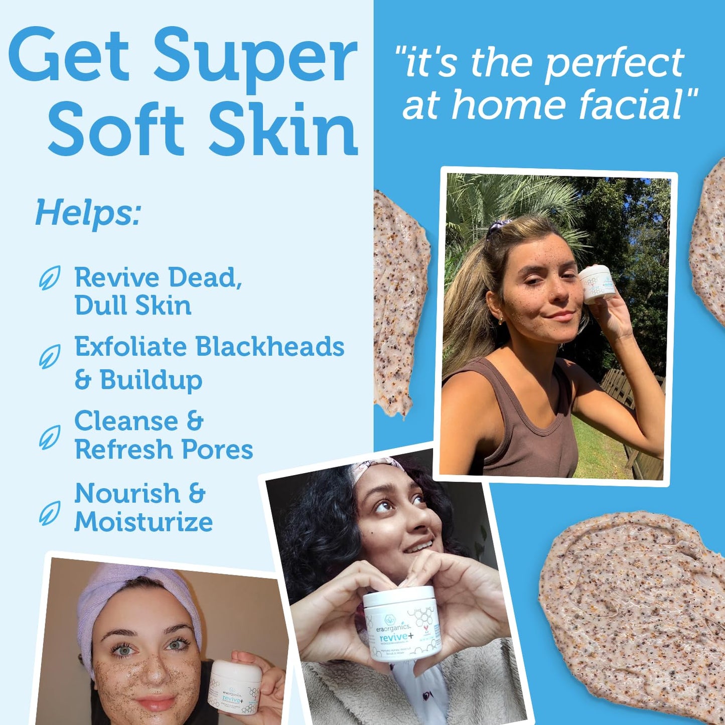 Era Organics Microdermabrasion Facial Scrub & Face Exfoliator - Spa Quality Exfoliating Mask with Manuka Honey Plus Walnut for Blackheads, Buildup, Wrinkles 2oz