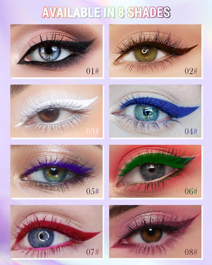 Purple Mascara Liquid Eyeliner Set, Update Longlasting Waterproof Color Eye Liner Pen, 5D Silk Fiber Colored Mascara Volume and Length, Halloween Party Stage Use Eye Makeup Gift Kit for Women Girl-05