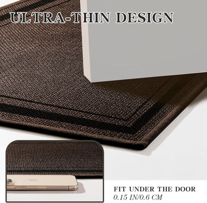 chakme Bathroom Rugs Mat 32x17, Ultra Thin Non Slip Bath Mat Quick Dry Absorbent Bath Mat for Bathroom Floor, (Brown, 32"x17")