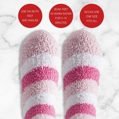 Live Green Bath and Body Pedicure Set- Relaxing Foot Care Set with Pink Fuzzy Socks, Peppermint Foot Lotion, and Foot Scrub, Holiday Present for Women