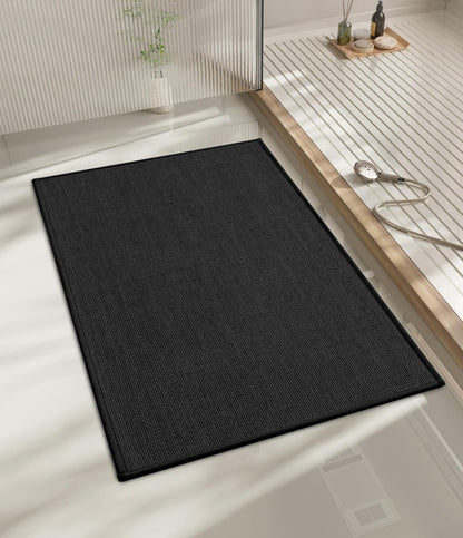 chakme Bathroom Rugs Mat 24x17, Ultra Thin Non Slip Bath Mat Small Quick Dry Absorbent Bath Mat for Bathroom Floor, (Black, 24"x17")