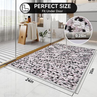 Bathroom Rugs Non Slip, Super Absorbent Quick Dry Bath Mat, Rubber Backing Ultra Thin Fit Under Door Bathroom Floor Shower Mat
