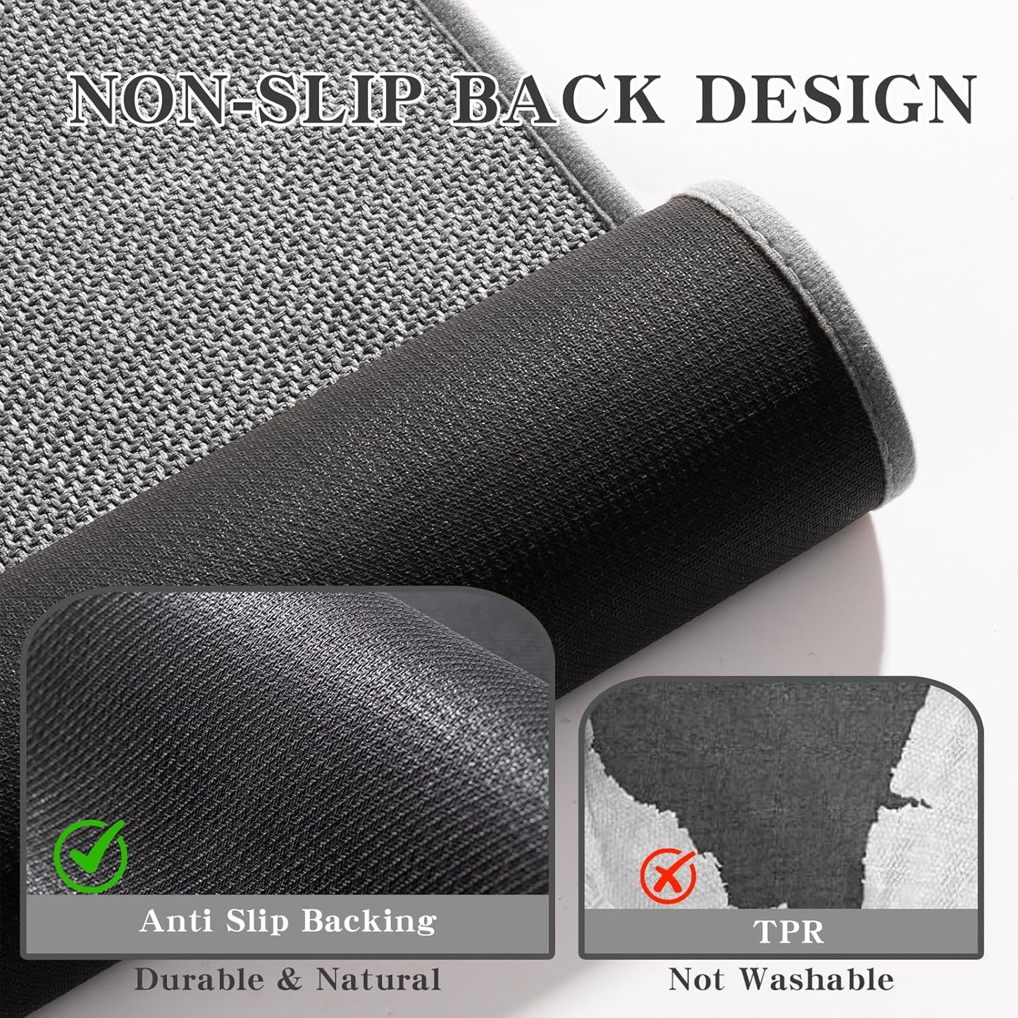 chakme Bathroom Rugs Mat U-Shaped 24x17, Ultra ThinNon Slip Bath Mat Small Quick Dry Absorbent Bath Matfor Bathroom Floor, (Dark Grey, U-24"x17")