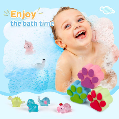 Bath Bombs for Kids With Surprise Inside, 40 Large Number Pack Paw Shape Gift Set, Natural Organic Bubble Bath Fizzy for Girls Boys With Bath Toys Inside