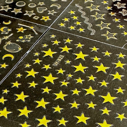 30 Sheets Gold Nail Stickers Decals Gold Star Line Nail Decals 3D Self-Adhesive Nail Art Stickers Flower Butterfly Nail Supplies for DIY Acrylic Nails for Women