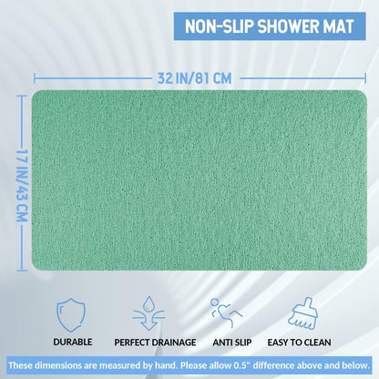 Non-Slip Bathtub Mat, Anti Slip Shower Mat, Fast Drying Bathtub Mats, Foot Scrubber Mat, Anti Slip Mat for Tub, Floor, Bathroom, Kitchen, Home, Hotel (Light Green 32"×17")