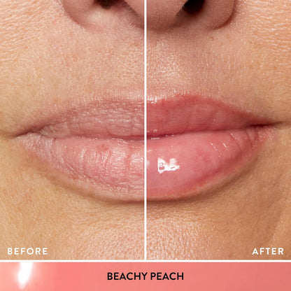 LAURA GELLER NEW YORK Fine Shine Glossy Lip Oil, Beachy Peach - Hydrating Squalane - Soft Coral Lip Gloss