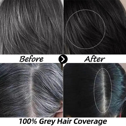 Instant Permanent Hair Color Dye Shampoo Ampoule - Paraben-Free, 5-Minute Easy and Fast Coloring, Keratin & Collagen, Made in Korea (Fine Black)