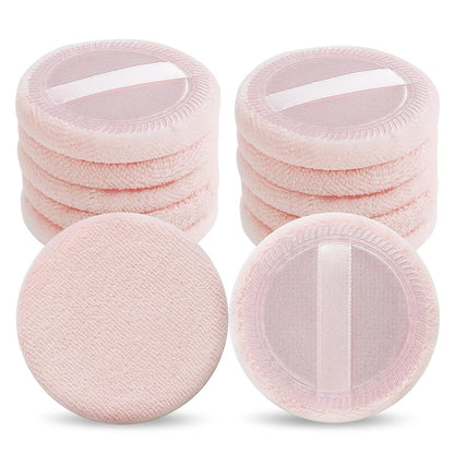 12PCS Makeup Powder Puffs Pink Cotton Powder Puffs Round Powder Puff for Makeup Face Powder Velour Puffs for Loose Powder Washable(pink