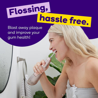 Burst Electric Water Flosser for Teeth Cleaning (3 Modes/Rose Gold) | Cordless | Plaque Removal Between Braces & Dental Work | Portable Floss | Refillable 110mL Tank