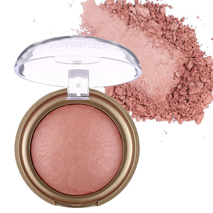 Baked Blush, Marbleized Blush for Cheeks, Shimmery Satin Finish Blushes Powder Palette, Buildable Color Natural Face Makeup Powder