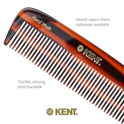 Kent 12T Wide Tooth Detangling Comb - Handmade Pocket Comb for Thick, Curly, and Wavy Hair, Large Tooth for Grooming Hair, Beard, and Mustache - Saw-Cut and Hand Polished