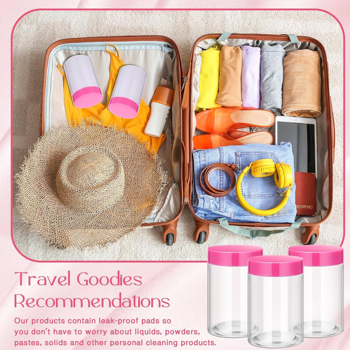 Patelai 4 Pieces Round Wide-mouth Leak Proof Plastic Container Jars with Lids for Travel Storage Makeup Beauty Products Face Creams Oils Salves Ointments DIY Making(4 Ounce,Pink)