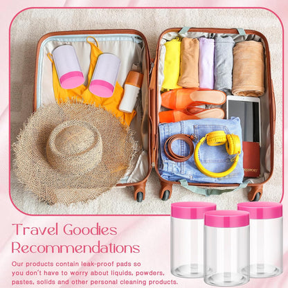 Patelai 4 Pieces Round Wide-mouth Leak Proof Plastic Container Jars with Lids for Travel Storage Makeup Beauty Products Face Creams Oils Salves Ointments DIY Making(4 Ounce,Pink)