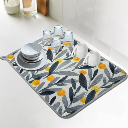 SHIYUE Dish Drying Mat for Kitchen Counter Super Absorbent Spring Kitchen Decor Microfiber Drying Matainers Rack Fast Pad Dish Drainer Mats(Watercolor Leaves,18''x24'')