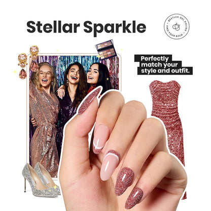 Beetles Glitter Nail Polish Set, 6 Color Silver Pink Gold Red Brown Black Quick Air Dry Nail Polish Natural Elegant Nail Lacquer Manicure DIY Nail Art Salon Gifts For Women