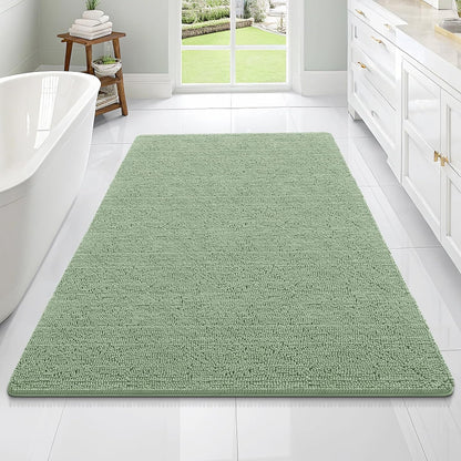 OLANLY Bathroom Rugs 70x46, Extra Soft Absorbent Chenille Bath Rugs, Rubber Backing Quick Dry, Machine Washable Bath Mats for Bathroom Floor, Tub and Shower, Home Decor Accessories, Sage Green