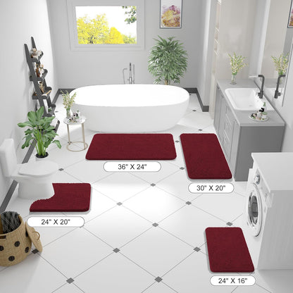 OLANLY Bathroom Rugs 40x32, Extra Soft Absorbent Chenille Bath Rugs, Rubber Backing Quick Dry, Machine Washable Bath Mats for Bathroom Floor, Tub and Shower, Home Decor Accessories, Burgundy
