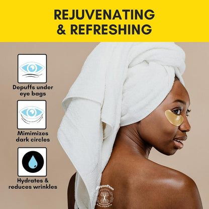 Under Eye Patches & Masks (18 Pairs) - All Natural Anti Aging Treatment for Bags, Puffiness, Wrinkles, & Dark Circles - 24K Gold, Collagen, Hyaluronic Acid, Hydrogel - Formulated in San Francisco