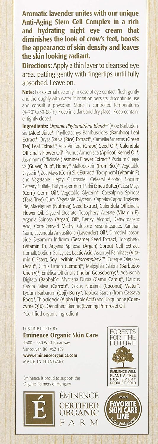 Eminence Lavender Age Corrective Night Eye Cream, 1.05 Ounce