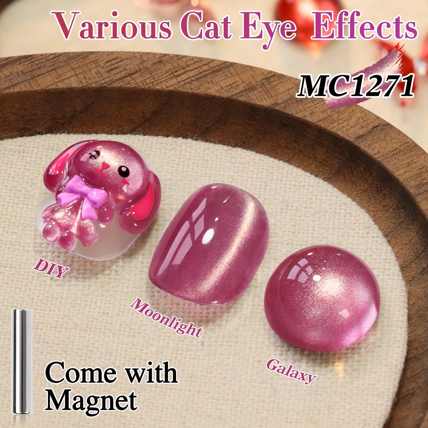 Double Rhythm 0.5 OZ Cat Eye Gel Polish with Magnet 15ML Holographic Glitter Shimmer Translucent Jelly Color Magnetic Nail Polish Salon DIY at Home (Dreamy Peach-MC1271)
