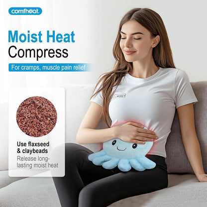 Octopus Microwave Heating Pad for Pain Relief, Unscented Microwavable Heating Pads for Cramps, Neck Shoulder, Muscles, Small Natural Heat Pack Moist Heat with Washable Cover