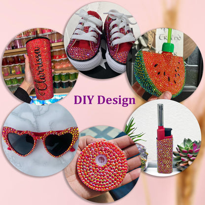 30000Pcs Red AB Rhinestones for Bedazzling with B7000 Jewelry Glue, Bedazzler Kit Flatback Gems, Resin Rhinestones for Crafting Crafts Clothing Shoes Fabric Nail Art Assorted Size 2/3/4/5/6mm