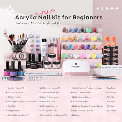 Acrylic Nail Kit for Beginners: Professional Acrylic Nail Kit Set with Everything Drill Powder Nail Art Starter Tech Kit at Home Salon Gift