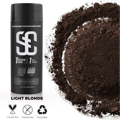 SOVONCARE Hair Fibers for Thinning Hair Medium Brown, Hair Building Fibers for Bald Spots Undetectable & Natural, Conceals Hair Loss Fill In Fine Hair Powder Hair Thicker Instantly for Women & Men 28g