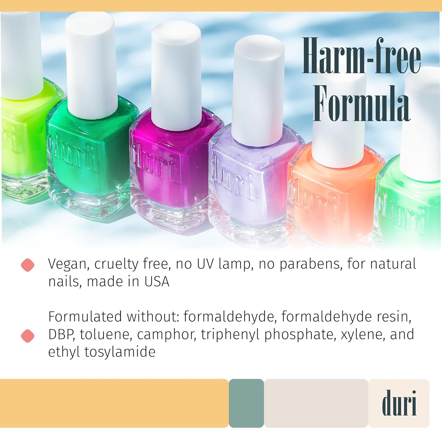 duri 789 Blue Daydream - Neon Blue Nail Polish, Semi Matte, Quick Drying, Lasting, 0.45 Fl Oz