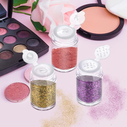 RAYNAG 6 Pieces Mini Empty Loose Powder Bottle Travel Cosmetic Glitter Powder Eye Shadow Shaker Bottle with Sifter and Lids (3 Style)