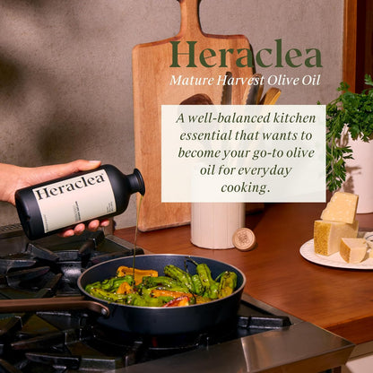 Heraclea - Mature Harvest - Extra Virgin Olive Oil - Organic Olive Oil - Cold Pressed EVOO - Polyphenol Rich EVOO - 16.9oz Bottle
