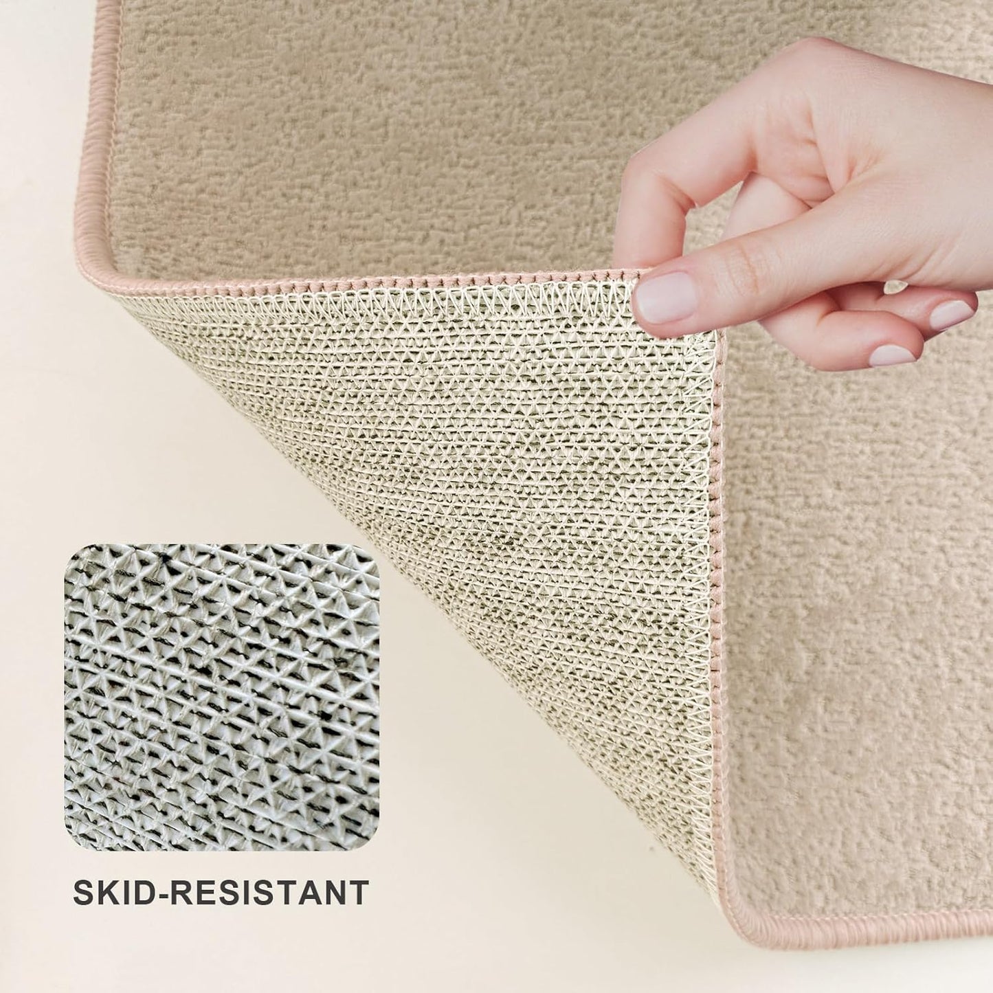 Bathroom Runner Rugs, Thin Absorbent Non-Slip Bath Mat, Quick Dry Low Pile Mats for Bathroom Floor Front of Bathtub,Shower Room,Sink,20"×47",Light Coffee