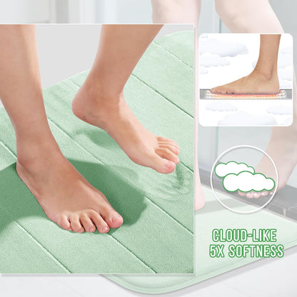 Yimobra Long Bath Mat 44"x24", Super Soft Quick Dry Memory Foam Bathroom Rug, Water Absorbent, Non Slip Backing Machine Washable for Tub Shower, Thick Comfort Support, Pale Green