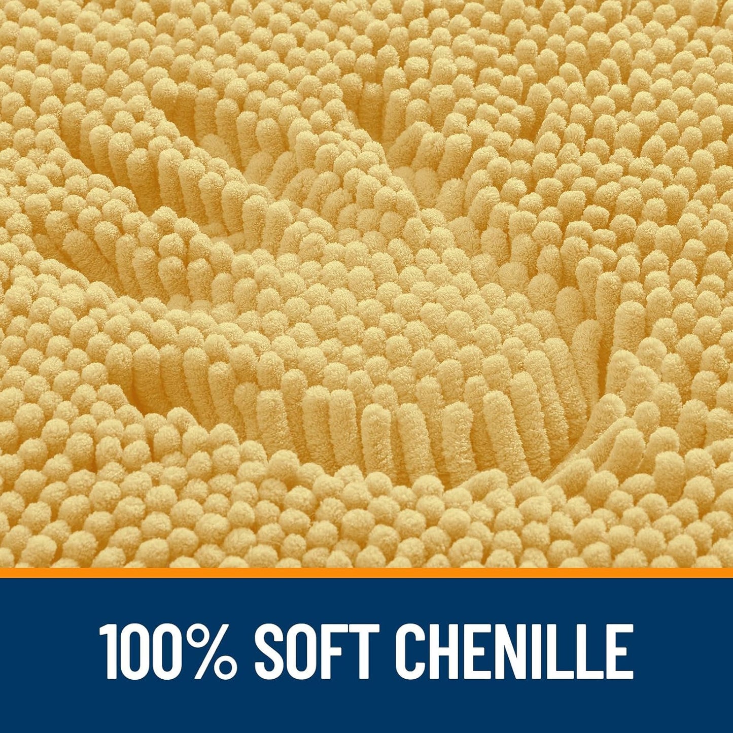 OLANLY Bathroom Rugs 70x24, Extra Soft Absorbent Chenille Bath Rugs, Rubber Backing Quick Dry, Machine Washable Bath Mats for Bathroom Floor, Tub and Shower, Home Decor Accessories, Yellow